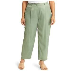 Nordstrom Cargo Pant Pleat Front Straight Leg Trousers Green 20